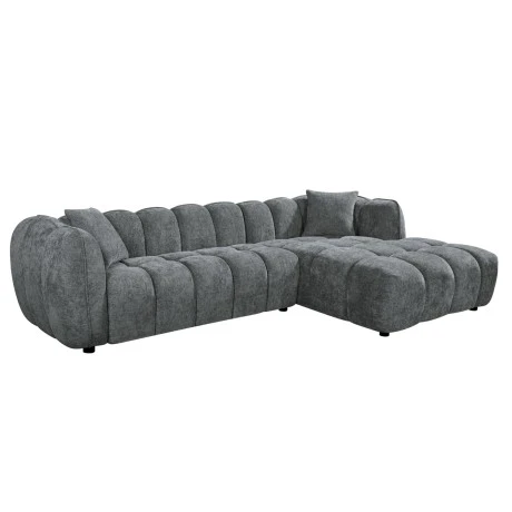 ΚΑΝΑΠΕΣ ΓΩΝΙΑ (ΔΕΞΙΑ) LYKKE HM3326.01R ΓΚΡΙ ΥΦΑΣΜΑ 280x89-165(η γωνία)x70Υεκ