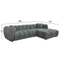 ΚΑΝΑΠΕΣ ΓΩΝΙΑ (ΔΕΞΙΑ) LYKKE HM3326.01R ΓΚΡΙ ΥΦΑΣΜΑ 280x89-165(η γωνία)x70Υεκ