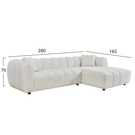 ΚΑΝΑΠΕΣ ΓΩΝΙΑ (ΔΕΞΙΑ) LYKKE HM3326.02R ΕΚΡΟΥ ΥΦΑΣΜΑ 280x89-165(η γωνία)x70Υεκ