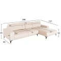 ΚΑΝΑΠΕΣ ΓΩΝΙΑ (ΔΕΞΙΑ) NOA HM3278.01R ΕΚΡΟΥ ΥΦΑΣΜΑ 288x90-157x67-80Υεκ.