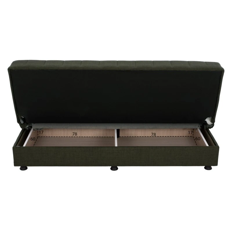 ΚΑΝΑΠΕΣ ΚΡΕΒΑΤΙ ANDRI ΤΡΙΘΕΣΙΟΣ DARK OLIVE HM3239.05 180x72x77 εκ.