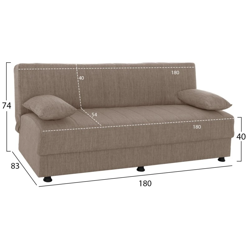 ΚΑΝΑΠΕΣ ΚΡΕΒΑΤΙ ANDRI ΤΡΙΘΕΣΙΟΣ ΜΠΕΖ HM3239.04 180x72x77 εκ.