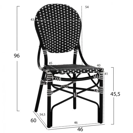 ΚΑΡΕΚΛΑ ΑΛΟΥΜΙΝΙΟΥ BAMBOO LOOK ΜΕ WICKER ΜΑΥΡΟ ΛΕΥΚΟ HM5792.02 46x60x96 εκ.