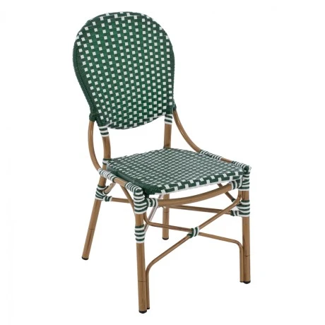 ΚΑΡΕΚΛΑ ΑΛΟΥΜΙΝΙΟΥ BAMBOO LOOK ΜΕ WICKER ΠΡΑΣΙΝΟ ΛΕΥΚΟ HM5792.01 47x55x98 εκ.