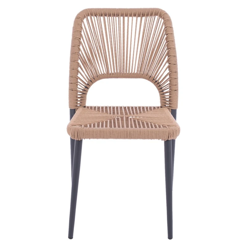 ΚΑΡΕΚΛΑ ΑΛΟΥΜΙΝΙΟΥ ΓΚΡΙ ΜΕ P.E.TWIST RATTAN ΜΠΕΖ HM5770.02 45x63x82Υ εκ.