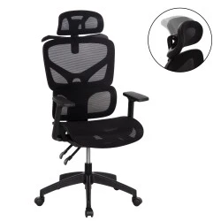 ΚΑΡΕΚΛΑ ΓΡΑΦΕΙΟΥ APEX HM1227.01 ΜΑΥΡO MESH & PP 70x66x113-130Υεκ