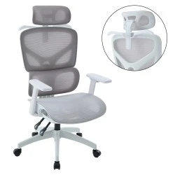 ΚΑΡΕΚΛΑ ΓΡΑΦΕΙΟΥ APEX HM1227.02 ΛΕΥΚΟ PP--ΑΝΟΙΧΤΟ ΓΚΡΙ MESH 70x66x113-130Υεκ