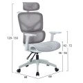 ΚΑΡΕΚΛΑ ΓΡΑΦΕΙΟΥ APEX HM1227.02 ΛΕΥΚΟ PP--ΑΝΟΙΧΤΟ ΓΚΡΙ MESH 70x66x113-130Υεκ