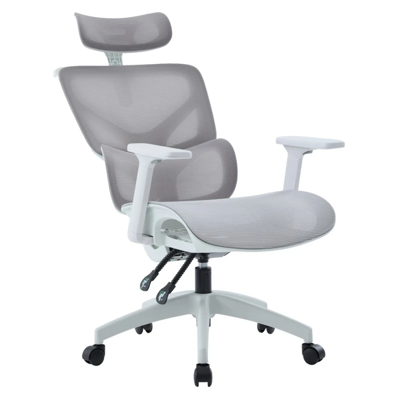 ΚΑΡΕΚΛΑ ΓΡΑΦΕΙΟΥ APEX HM1227.02 ΛΕΥΚΟ PP--ΑΝΟΙΧΤΟ ΓΚΡΙ MESH 70x66x113-130Υεκ