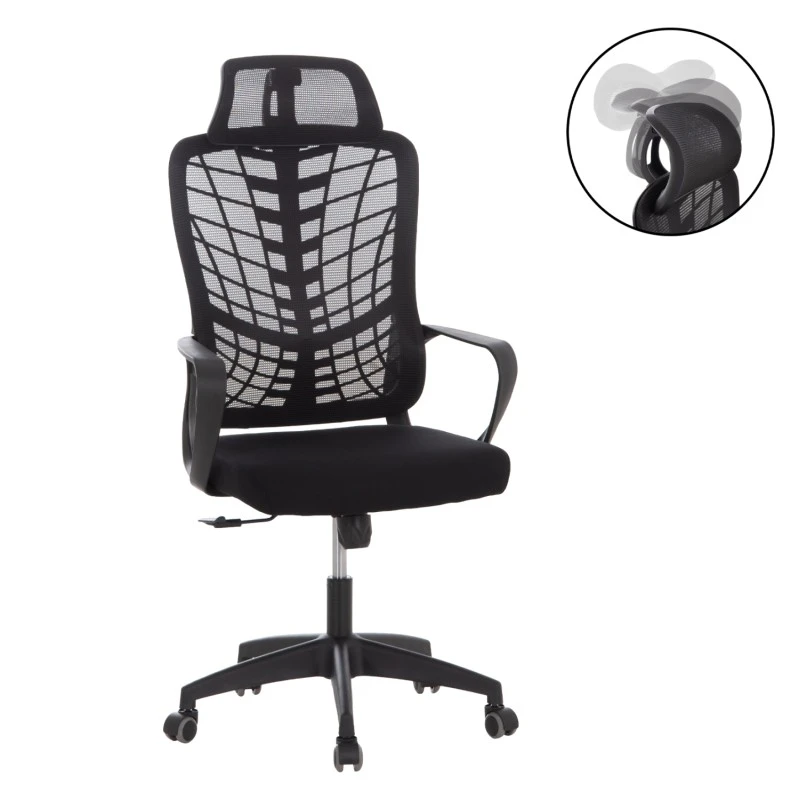 ΚΑΡΕΚΛΑ ΓΡΑΦΕΙΟΥ ELVAR HM1219.01 ΜΑΥΡO MESH--ΒΑΣΗ ΠΟΛΥΠΡΟΠΥΛΕΝΙΟΥ 63x56x125Υεκ