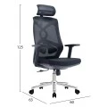 ΚΑΡΕΚΛΑ ΓΡΑΦΕΙΟΥ FLEXORA HM1213.01 ΜΑΥΡO MESH-ΒΑΣΗ ΧΡΩΜΙΟΥ 60x63x125Υεκ