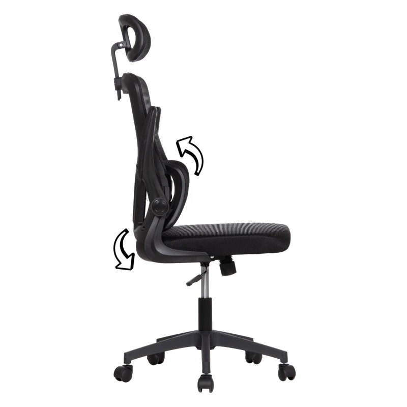 ΚΑΡΕΚΛΑ ΓΡΑΦΕΙΟΥ KESI HM1222.01 ΜΑΥΡO MESH & PP 61x62x125Υεκ.
