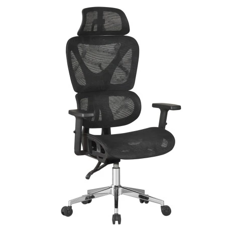 ΚΑΡΕΚΛΑ ΓΡΑΦΕΙΟΥ NOVAR HM1217.01 ΜΑΥΡO MESH--ΒΑΣΗ ΧΡΩΜΙΟΥ 51x49x129Υεκ
