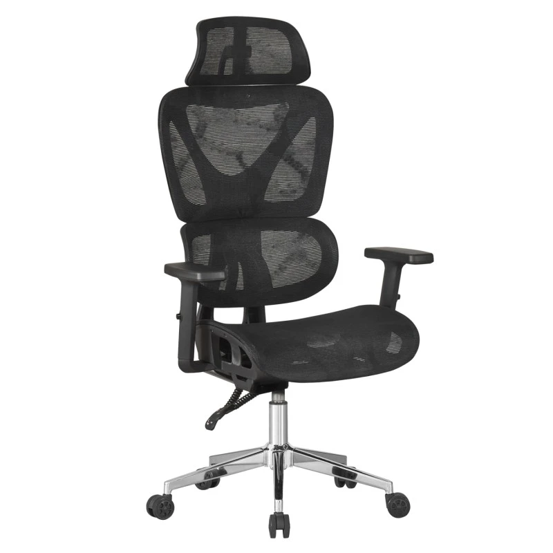 ΚΑΡΕΚΛΑ ΓΡΑΦΕΙΟΥ NOVAR HM1217.01 ΜΑΥΡO MESH--ΒΑΣΗ ΧΡΩΜΙΟΥ 51x49x129Υεκ