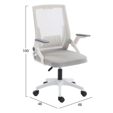 ΚΑΡΕΚΛΑ ΓΡΑΦΕΙΟΥ ZENITH HM1225.02 ΛΕΥΚΟ PP--ΑΝΟΙΧΤΟ ΓΚΡΙ MESH 60x60x92-100Υεκ