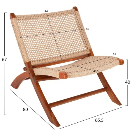 ΚΑΡΕΚΛΑ LOUNGE ΑΝΑΔΙΠΛΟΥΜΕΝΗ FERM HM9477.01 ΜΑΣΙΦ ΤΕΑΚ ME ΣΧΟΙΝΙ VIRO 65,5x80x67Υεκ