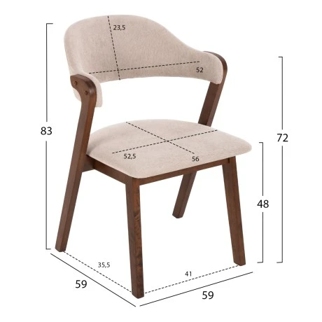 ΚΑΡΕΚΛΑ RIDER HM9734.02 RUBBERWOOD ΣΕ ΚΑΡΥΔΙ-ΥΦΑΣΜΑ ΕΚΡΟΥ 59x59x83Yεκ.