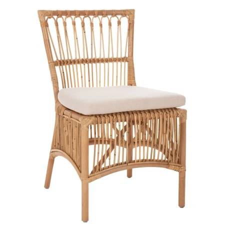 ΚΑΡΕΚΛΑ THALIN HM9834 RATTAN ΣΕ ΦΥΣΙΚΟ-ΜΑΞΙΛΑΡΙ ΣΕ ΛΕΥΚΟ 53x58x91Υεκ.