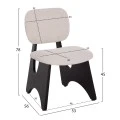 ΚΑΡΕΚΛΑ ΤΡΑΠΕΖΑΡΙΑΣ BELLISI HM18248.02 ΕΚΡΟΥ ΥΦΑΣΜΑ-PLYWOOD ΣΕ ΜΑΥΡΟ 53x56x78Υεκ.