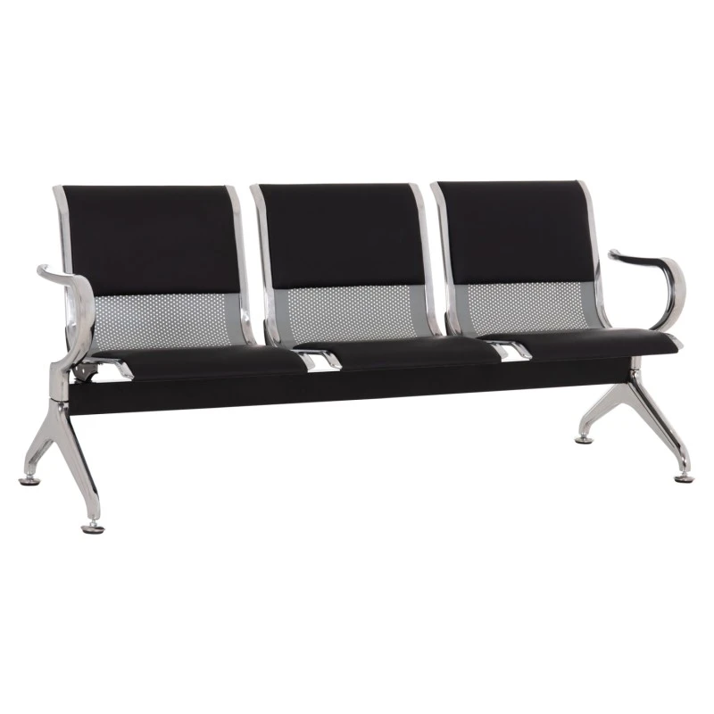 ΚΑΘΙΣΜΑ ΑΝΑΜΟΝΗΣ Τ.ΑΕΡΟΔΡΟΜΙΟΥ 3ΘΕΣΙΟ AVIATOR HM18400 ΜΕΤΑΛΛΟ ΜΕ PU ΜΑΥΡΟ 172x55x76Υ