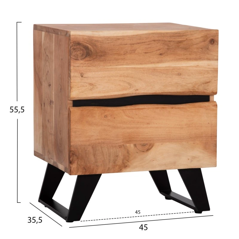 ΚΟΜΟΔΙΝΟ ALICIA HM8360.11 ΑΠΟ ΜΑΣΙΦ ΞΥΛΟ ΑΚΑΚΙΑΣ 45x35x56Yεκ.