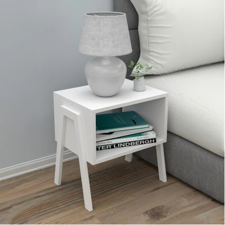 ΚΟΜΟΔΙΝΟ JAKE HM18182.01 ΜΕΛΑΜΙΝΗ ΣΕ ΛΕΥΚΟ 48x35x49Υεκ.
