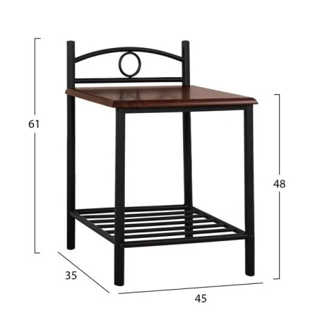 ΚΟΜΟΔΙΝΟ REVEN HM387 ΑΠΟ ΜΕΤΑΛΛΟ ΚΑΙ ΞΥΛΟ RUBBERWOOD 45x35x48-61Y εκ.