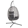 ΚΡΕΜΑΣΤΗ ΦΩΛΙΑ NESTA HM6468.01 ΓΚΡΙ ΜΕΤΑΛΛΟ & P.E.RATTAN 100x100x190Υεκ.
