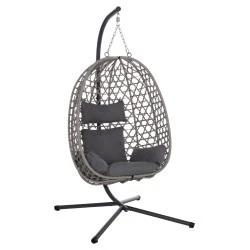 ΚΡΕΜΑΣΤΗ ΦΩΛΙΑ NESTA HM6468.01 ΓΚΡΙ ΜΕΤΑΛΛΟ & P.E.RATTAN 100x100x190Υεκ.