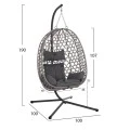 ΚΡΕΜΑΣΤΗ ΦΩΛΙΑ NESTA HM6468.01 ΓΚΡΙ ΜΕΤΑΛΛΟ & P.E.RATTAN 100x100x190Υεκ.