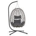ΚΡΕΜΑΣΤΗ ΦΩΛΙΑ NESTA HM6468.01 ΓΚΡΙ ΜΕΤΑΛΛΟ & P.E.RATTAN 100x100x190Υεκ.
