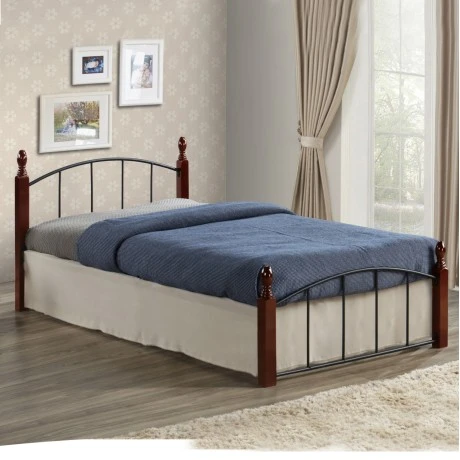 ΚΡΕΒΑΤΙ MAKAI ΜΕΤΑΛΛΟ RUBBERWOOD ΚΑΡΥΔΙ--ΓΙΑ ΣΤΡΩΜΑ 90X190 HM381