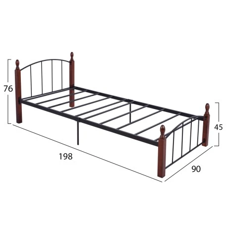 ΚΡΕΒΑΤΙ MAKAI ΜΕΤΑΛΛΟ RUBBERWOOD ΚΑΡΥΔΙ--ΓΙΑ ΣΤΡΩΜΑ 90X190 HM381