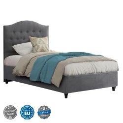 ΚΡΕΒΑΤΙ MALENA ΑΠΟ ΓΚΡΙ ΒΕΛΟΥΔΟ HM651.10 ΓΙΑ ΣΤΡΩΜΑ 90x200 εκ.