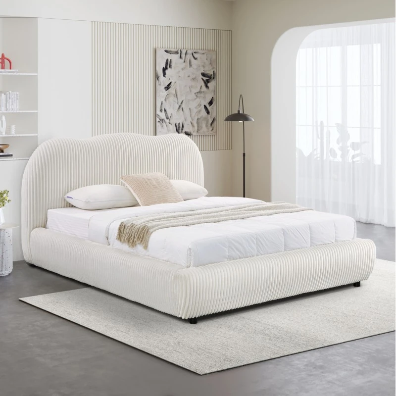 ΚΡΕΒΑΤΙ ΔΙΠΛΟ ΜΕ ΑΠΟΘ.ΧΩΡΟ KALLY HM729.03 ΜΠΕΖ FAUX FUR ΥΦΑΣΜΑ--ΣΤΡΩΜΑ 160x200εκ