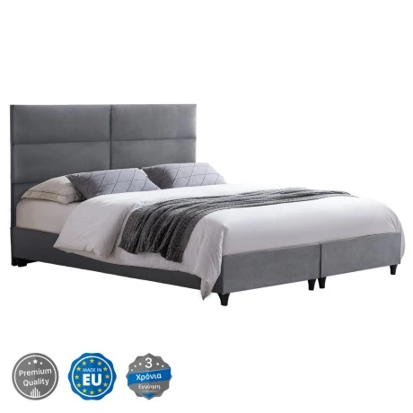ΚΡΕΒΑΤΙ MILO ΑΠΟ ΓΚΡΙ ΒΕΛΟΥΔΟ HM628.10 ΓΙΑ ΣΤΡΩΜΑ 180x200 εκ.