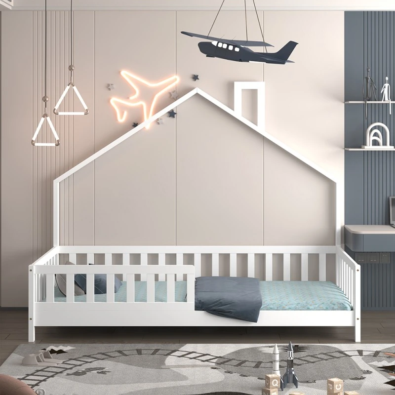 ΚΡΕΒΑΤΙ ΠΑΙΔΙΚΟ HOUSER HM740.03 τ.MONTESSORI ΞΥΛΟ ΠΕΥΚΟ ΛΕΥΚΟ--ΓΙΑ 190x90εκ
