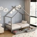 ΚΡΕΒΑΤΙ ΠΑΙΔΙΚΟ KLARICE HM680.05 τ.MONTESSORI-2 ΣΥΡΤΑΡΙΑ- ΞΥΛΟ ΠΕΥΚΟΥ ΓΚΡΙ-190x90εκ