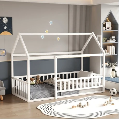 ΚΡΕΒΑΤΙ ΠΑΙΔΙΚΟ ΜΕ ΚΑΓΚΕΛΟ HOUSER HM706.03 τ.MONTESSORI ΞΥΛΟ ΠΕΥΚΟ ΛΕΥΚΟ-190x90εκ