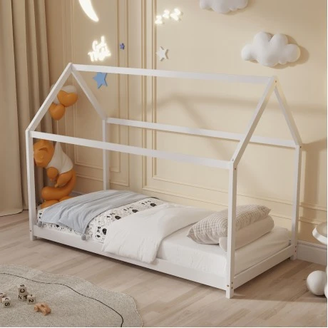 ΚΡΕΒΑΤΙ ΠΑΙΔΙΚΟ PEPE HM677.03 τ.MONTESSORI ΞΥΛΟ ΠΕΥΚΟ ΛΕΥΚΟ- 190x90εκ