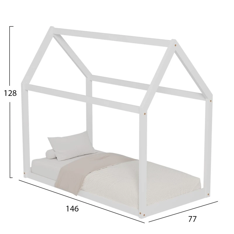 ΚΡΕΒΑΤΙ ΠΑΙΔΙΚΟ PEPE HM678.03 τ.MONTESSORI ΞΥΛΟ ΠΕΥΚΟ ΛΕΥΚΟ- 140x70εκ