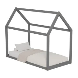 ΚΡΕΒΑΤΙ ΠΑΙΔΙΚΟ PEPE HM678.05 τ.MONTESSORI ΞΥΛΟ ΠΕΥΚΟ ΓΚΡΙ- 140x70εκ