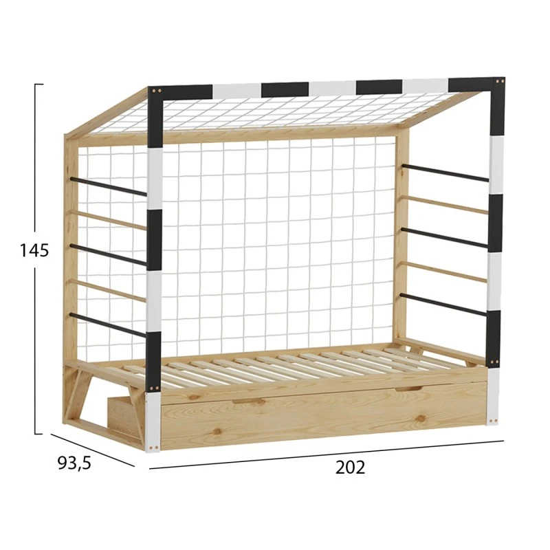 ΚΡΕΒΑΤΙ ΠΑΙΔΙΚΟ τ.MONTESSORI ΜΕ ΣΥΡΤΑΡΙ GOALIE HM700 ΞΥΛΟ ΠΕΥΚΟΥ ΦΥΣΙΚΟ-ΛΕΥΚΟ-ΜΑΥΡΟ- 190x90εκ