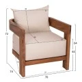 LOUNGE ΣΕΤ KIOTO HM10960 ΤΡΑΠΕΖΑΚΙ & 2 ΠΟΛΥΘΡΟΝΕΣ--ΞΥΛΟ TEAK--ΜΠΕΖ ΜΑΞΙΛΑΡΙΑ