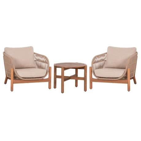 LOUNGE ΣΕΤ SANJI HM21214 ΤΡΑΠΕΖΙ & 2 ΠΟΛΥΘΡΟΝΕΣ--ΞΥΛΟ ΑΚΑΚΙΑΣ-ΑΛΟΥΜΙΝΙΟ-ΣΧΟΙΝΙ