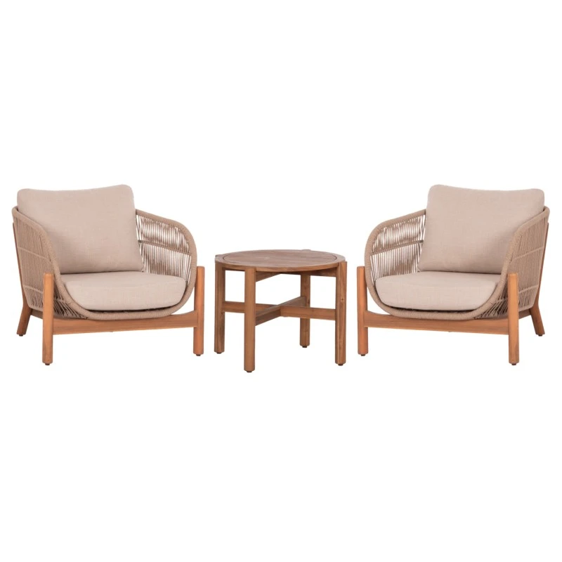 LOUNGE ΣΕΤ SANJI HM21214 ΤΡΑΠΕΖΙ & 2 ΠΟΛΥΘΡΟΝΕΣ--ΞΥΛΟ ΑΚΑΚΙΑΣ-ΑΛΟΥΜΙΝΙΟ-ΣΧΟΙΝΙ