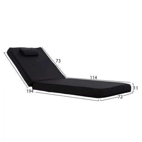 ΜΑΞΙΛΑΡΙ ΞΑΠΛΩΣΤΡΑΣ TEXTILENE 600gr/m2 2X1 SIFNOS ΜΑΥΡΟ HM11237.05T 194x70x11 εκ.