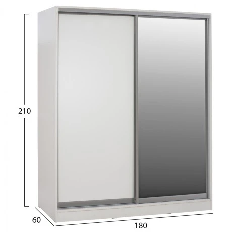 ΝΤΟΥΛΑΠΑ ADLER ΜΕΛΑΜΙΝΗΣ ΛΕΥΚΗ ΜΕ ΚΑΘΡΕΠΤΗ HM2437.03  180X60X210Υεκ.