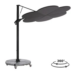ΟΜΠΡΕΛΑ ΜΕ ΒΑΣΗ ΣΕΙΡΑ CANNOPY (flower) HM21286.01 ΑΛΟΥΜΙΝΙΟ-ΓΡΑΝΙΤΗΣ-ΜΟΛΥΒΙ ΧΡΩΜΑ 2,38x2,2μ