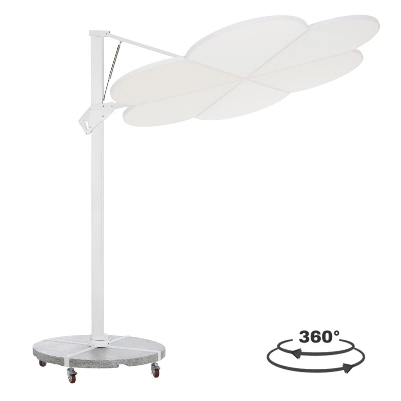 ΟΜΠΡΕΛΑ ΜΕ ΒΑΣΗ ΣΕΙΡΑ CANNOPY (flower) HM21286.02 ΑΛΟΥΜΙΝΙΟ-ΓΡΑΝΙΤΗΣ-ΛΕΥΚΟ 2,38x2,2μ